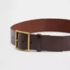 Leren riem met vierkante gesp