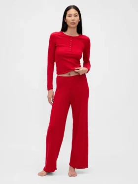 Lichtgewicht CashSoft Pointelle-pyjama-broek met hartjesmotief