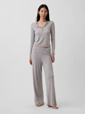 Lichtgewicht CashSoft Pointelle-pyjama-broek met hartjesmotief