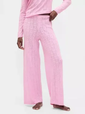 Lichtgewicht CashSoft Pointelle-pyjama-broek met hartjesmotief