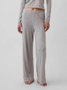 Lichtgewicht CashSoft Pointelle-pyjama-broek met hartjesmotief