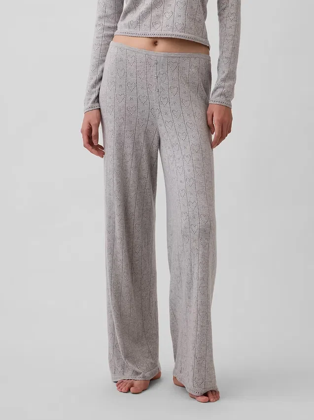 Lichtgewicht CashSoft Pointelle-pyjama-broek met hartjesmotief