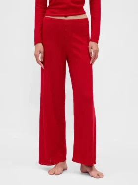 Lichtgewicht CashSoft Pointelle-pyjama-broek met hartjesmotief