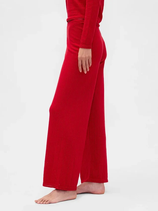 Lichtgewicht CashSoft Pointelle-pyjama-broek met hartjesmotief