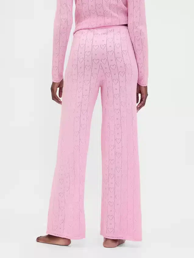 Lichtgewicht CashSoft Pointelle-pyjama-broek met hartjesmotief