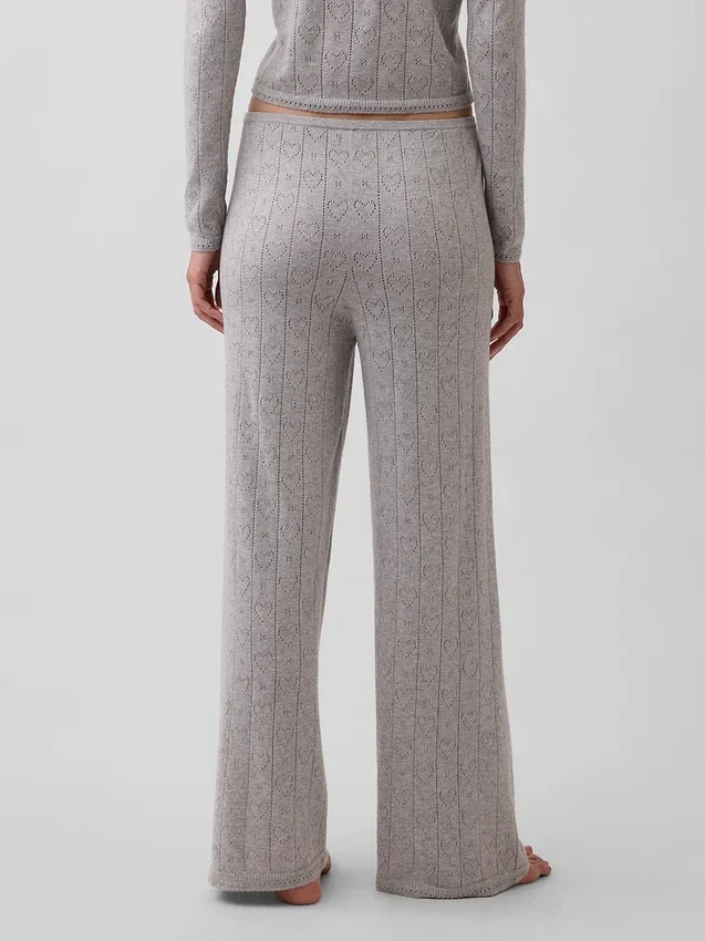 Lichtgewicht CashSoft Pointelle-pyjama-broek met hartjesmotief