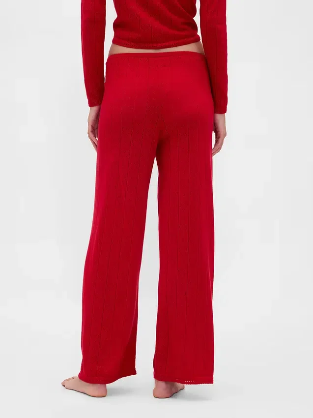 Lichtgewicht CashSoft Pointelle-pyjama-broek met hartjesmotief