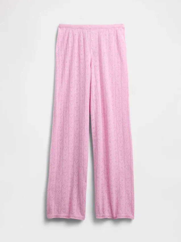 Lichtgewicht CashSoft Pointelle-pyjama-broek met hartjesmotief