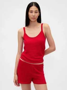 Lichtgewicht CashSoft pyjama-tanktop met hartjesmotief in pointelle-breisel