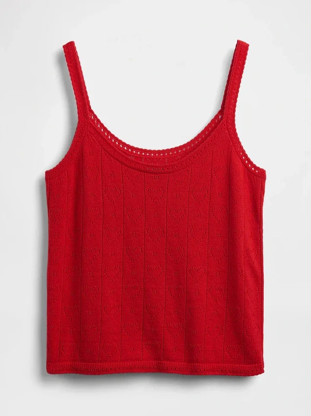 Lichtgewicht CashSoft pyjama-tanktop met hartjesmotief in pointelle-breisel