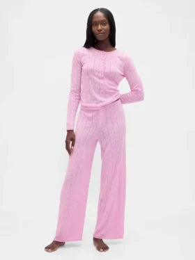 Lichtgewicht CashSoft pyjama-top met hartjesmotief in pointelle