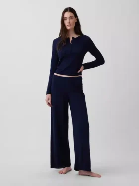 Lichtgewicht CashSoft pyjama-top met hartjesmotief in pointelle