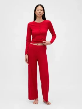 Lichtgewicht CashSoft pyjama-top met hartjesmotief in pointelle