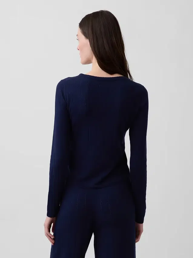 Lichtgewicht CashSoft pyjama-top met hartjesmotief in pointelle