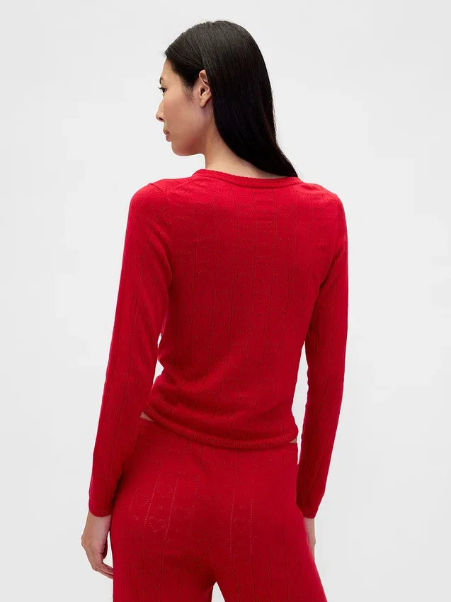Lichtgewicht CashSoft pyjama-top met hartjesmotief in pointelle