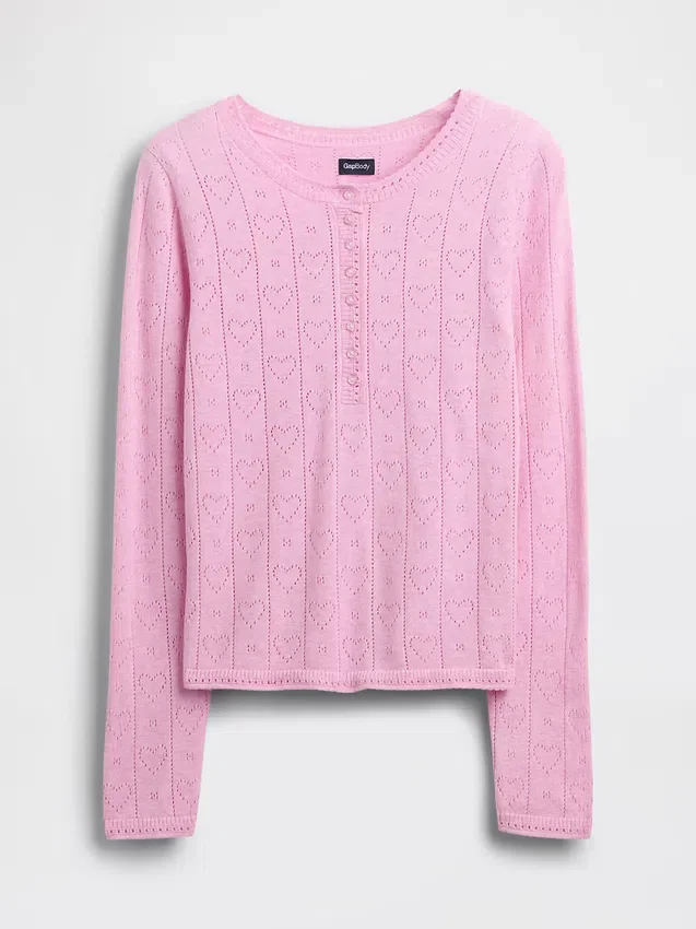Lichtgewicht CashSoft pyjama-top met hartjesmotief in pointelle