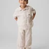 Linnen-katoenen broek met elastische tailleband voor Baby & Peuter