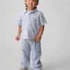 Linnen-katoenen broek met elastische tailleband voor Baby & Peuter