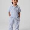 Linnen-katoenen broek met elastische tailleband voor Baby & Peuter