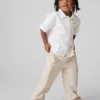 Linnen-katoenen broek met elastische tailleband voor Baby & Peuter