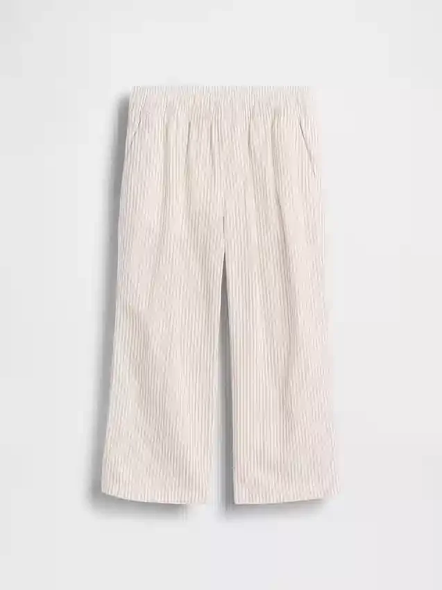 Linnen-katoenen broek met elastische tailleband voor Baby & Peuter