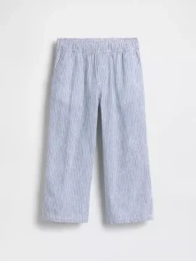 Linnen-katoenen broek met elastische tailleband voor Baby & Peuter