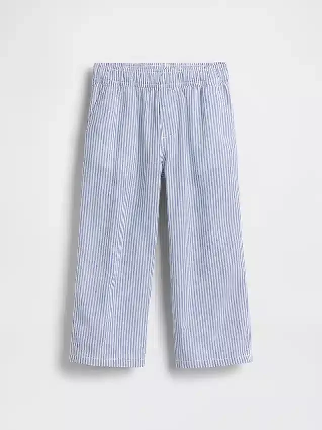 Linnen-katoenen broek met elastische tailleband voor Baby & Peuter