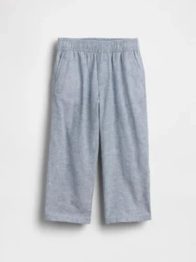 Linnen-katoenen broek met elastische tailleband voor Baby & Peuter
