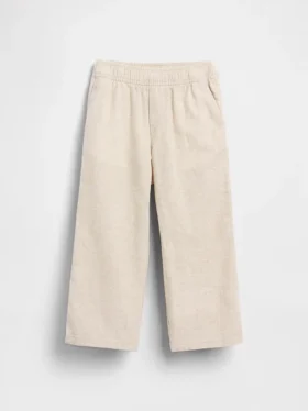 Linnen-katoenen broek met elastische tailleband voor Baby & Peuter