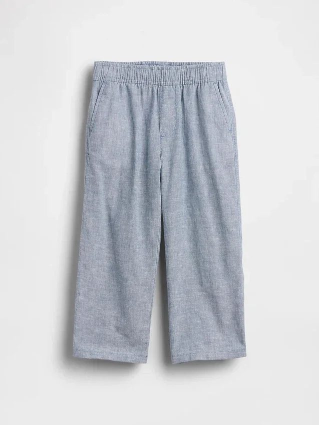 Linnen-katoenen broek met elastische tailleband voor Baby & Peuter