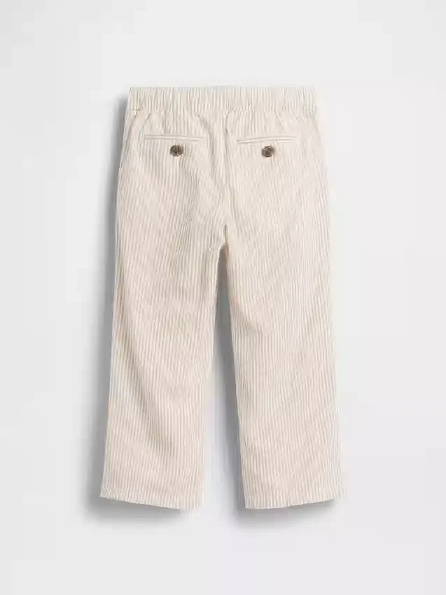 Linnen-katoenen broek met elastische tailleband voor Baby & Peuter