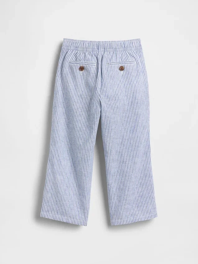 Linnen-katoenen broek met elastische tailleband voor Baby & Peuter