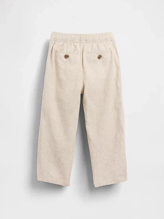 Linnen-katoenen broek met elastische tailleband voor Baby & Peuter