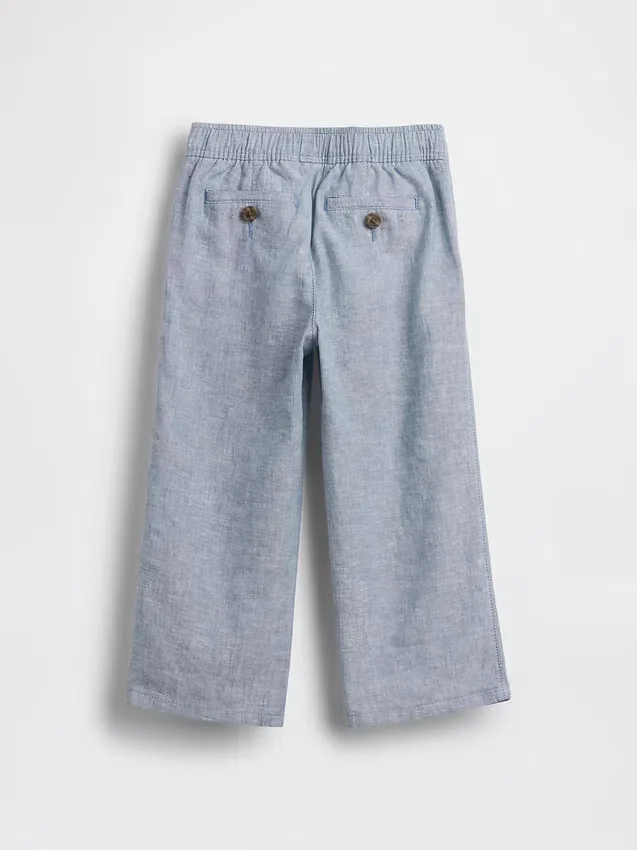 Linnen-katoenen broek met elastische tailleband voor Baby & Peuter