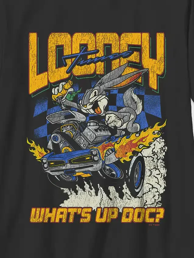 Looney Tunes-T-shirt met konijnenracer-print voor kinderen