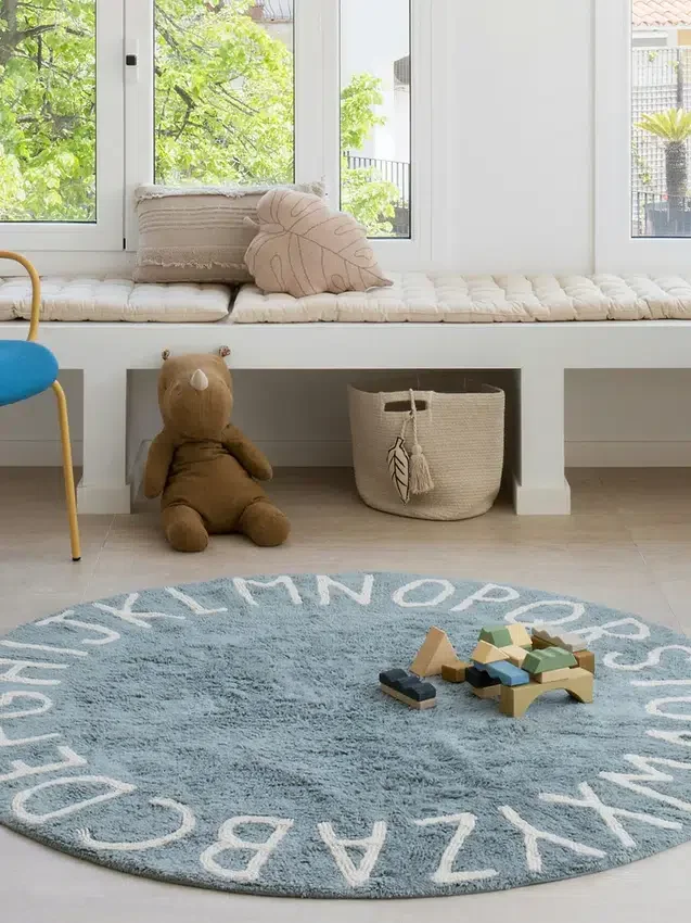Lorena Canals wasbaar vloerkleed Abc Natural Vintage Blue