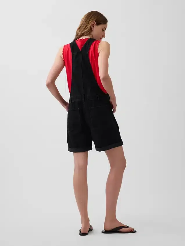 Loszittende denim shortalls