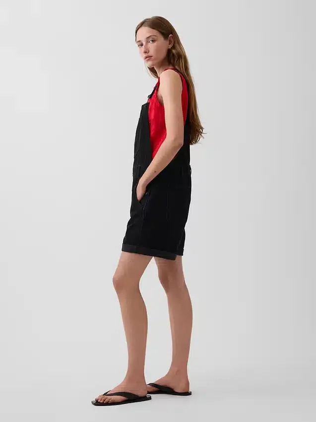 Loszittende denim shortalls