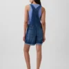Loszittende denim shortalls in jaren 90-stijl