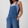Loszittende denim shortalls in jaren 90-stijl
