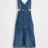 Loszittende denim shortalls in jaren 90-stijl