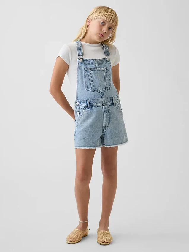 Loszittende denim shortalls voor kinderen