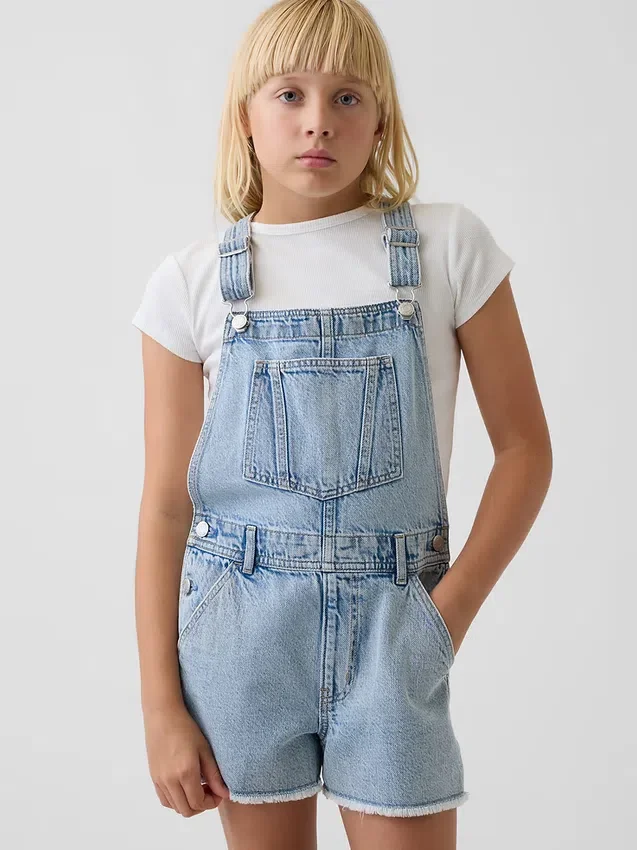 Loszittende denim shortalls voor kinderen