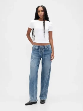 Loszittende jeans met lage taille en vetersluiting in jaren '90-stijl