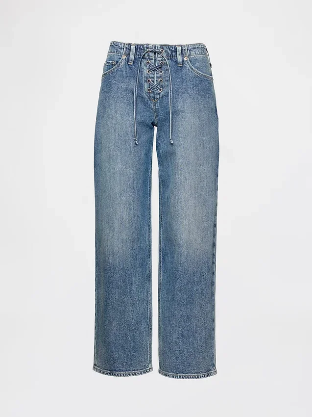 Loszittende jeans met lage taille en vetersluiting in jaren '90-stijl