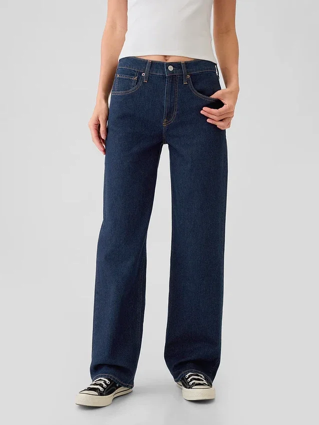 Loszittende jeans uit de jaren ’90 met middelhoge taille