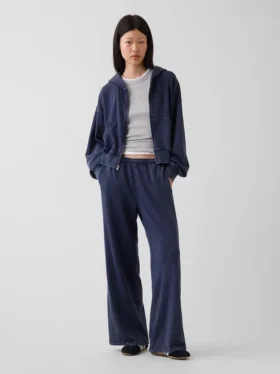 Loszittende joggingbroek met middelhoge taille van Vintagesoft-frottee