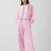 Loszittende joggingbroek met middelhoge taille van Vintagesoft-frottee