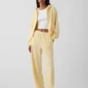 Loszittende joggingbroek met middelhoge taille van Vintagesoft-frottee