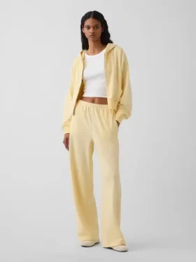 Loszittende joggingbroek met middelhoge taille van Vintagesoft-frottee